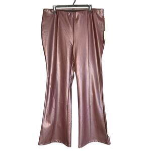 a new day Faux Leather Flare Pants in Mauve Brown